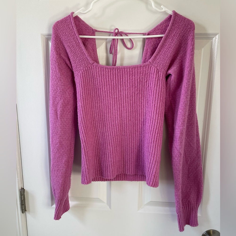 HIPPIE ROSE Pink Square Neck Sweater